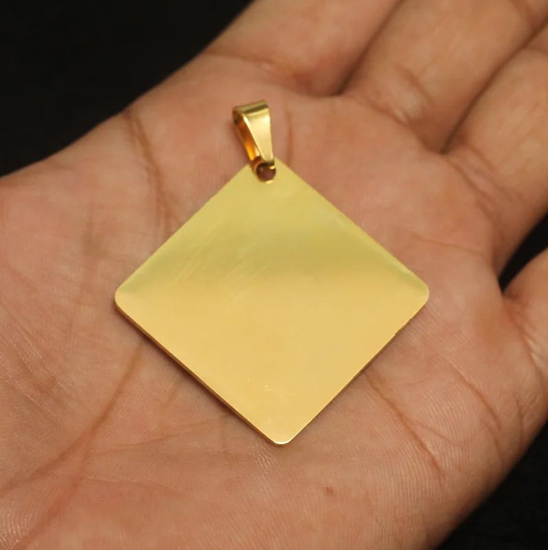 dainty feather charm necklace 1 Pc,47.5x47mm Stainless Steel Rhombus Pendants, Stamping Blank Tag Golden dainty feather charm necklace 1 Pc,47.5x47mm Stainless Steel Rhombus Pendants, Stamping Blank Tag Golden