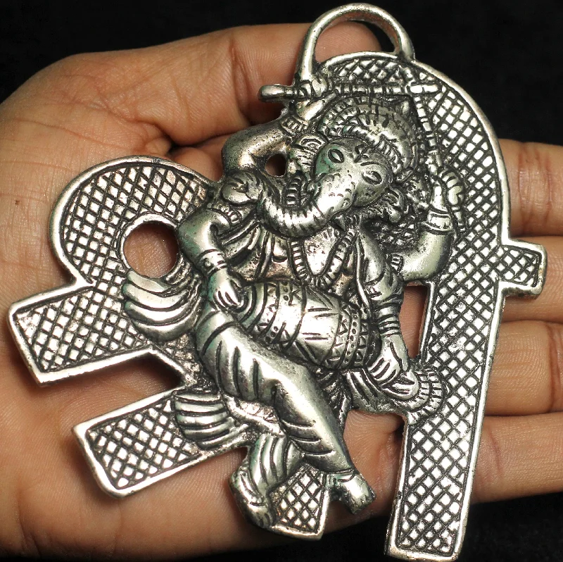 white gold necklace simple 1 Pc German Silver Lord Ganesha Pendant Silver