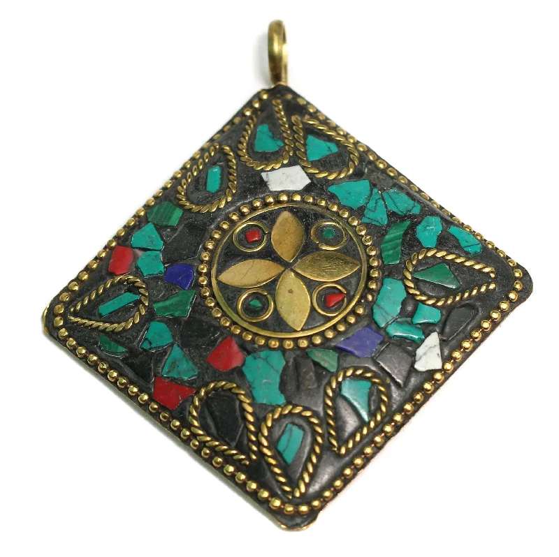 custom silver charm bracelet 1 Pc Tibetan Pendant Multicolor 2.5 Inch