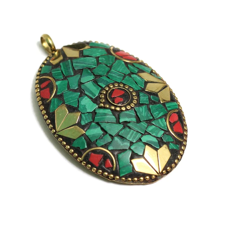 gold opal ring 1 Pc Tibetan Pendant Multicolor 2.75 Inch