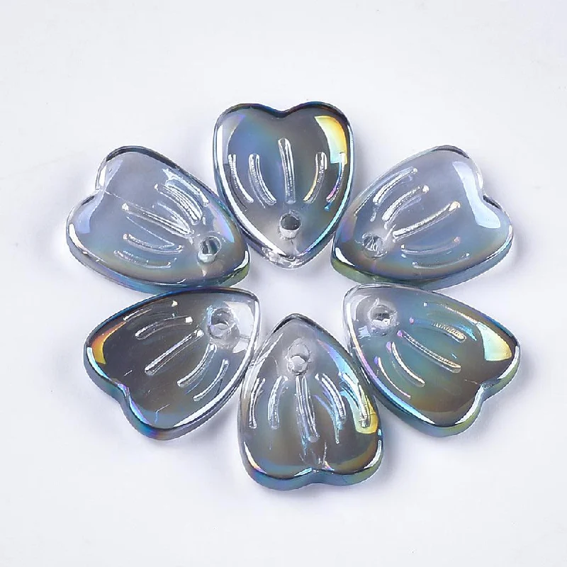minimalist cuff bracelet adjustable 10 Pcs, 12x9x2.5mm, Glass Heart Charms Gray