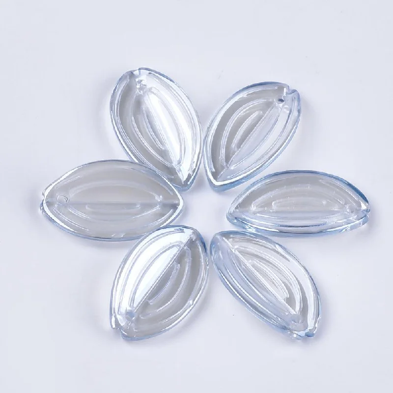 modern geometric drop earrings 10 Pcs, 20.5x12x3.5mm, Glass Leaf Charms Light Blue