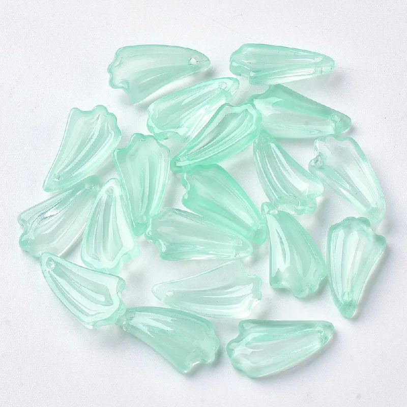 handmade resin flower earrings 10 Pcs, 20x10.5x5mm, Transparent Glass Leaf Charms Aqua