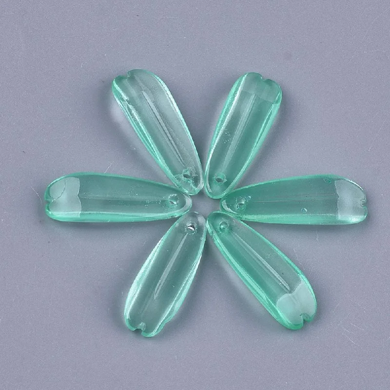 men’s hammered titanium ring 10 Pcs, 25x8.5mm, Transparent Glass Leaf Charms Aqua