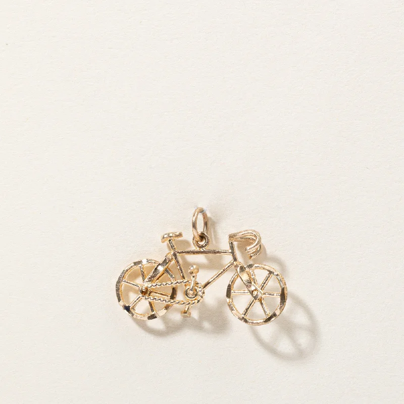 cubic zirconia stud earrings classic 10k Yellow Gold Bicycle Charm