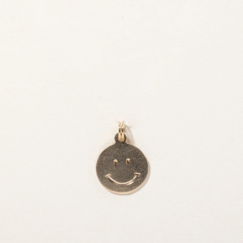 hypoallergenic earrings for sensitive ears 10k Yellow Gold Happy Face Charm