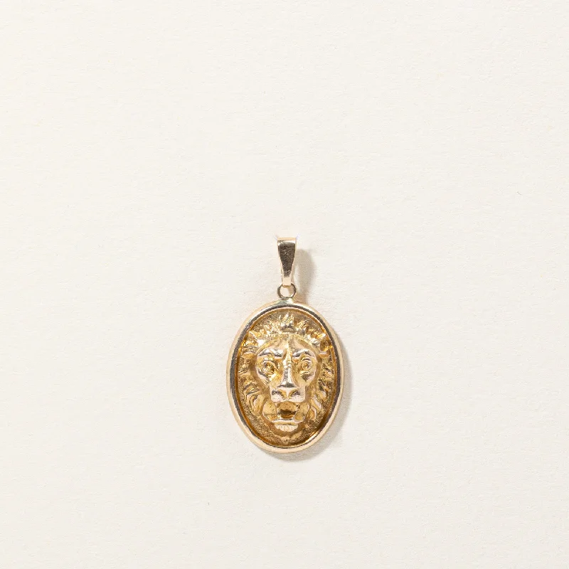 delicate chain necklace gold 10k Yellow Gold Lion Head Pendant