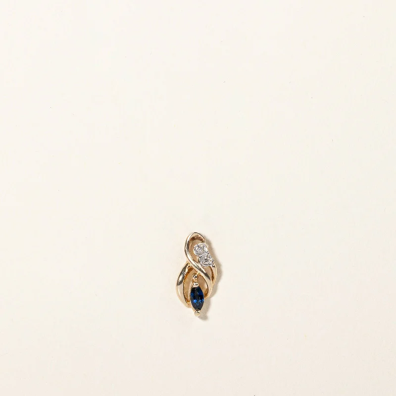 10K Yellow Gold Sapphire and Diamond Pendant | 0.158ct, 0.01ctw