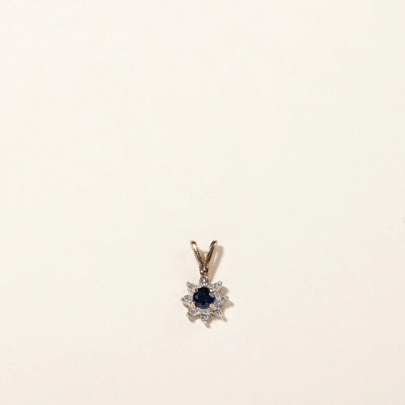 10K Yellow Gold Sapphire and Diamond Pendant | 0.20ct, 0.04ctw