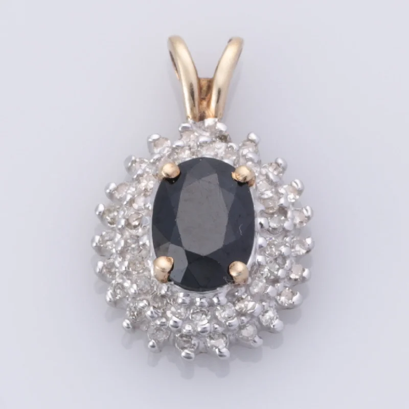 10K Yellow Gold Sapphire and Diamond Pendant | 0.867ct, 0.225ctw