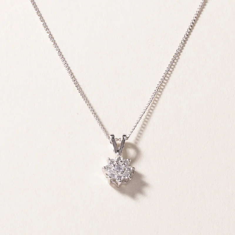 sapphire engagement ring halo 14k White Gold Diamond Cluster Necklace | 0.15ctw | 16" sapphire engagement ring halo 14k White Gold Diamond Cluster Necklace | 0.15ctw | 16"