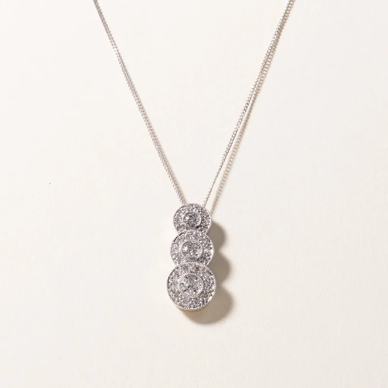 minimalist stacking rings set 14k White Gold Diamond Necklace | 1.00ctw | 16"
