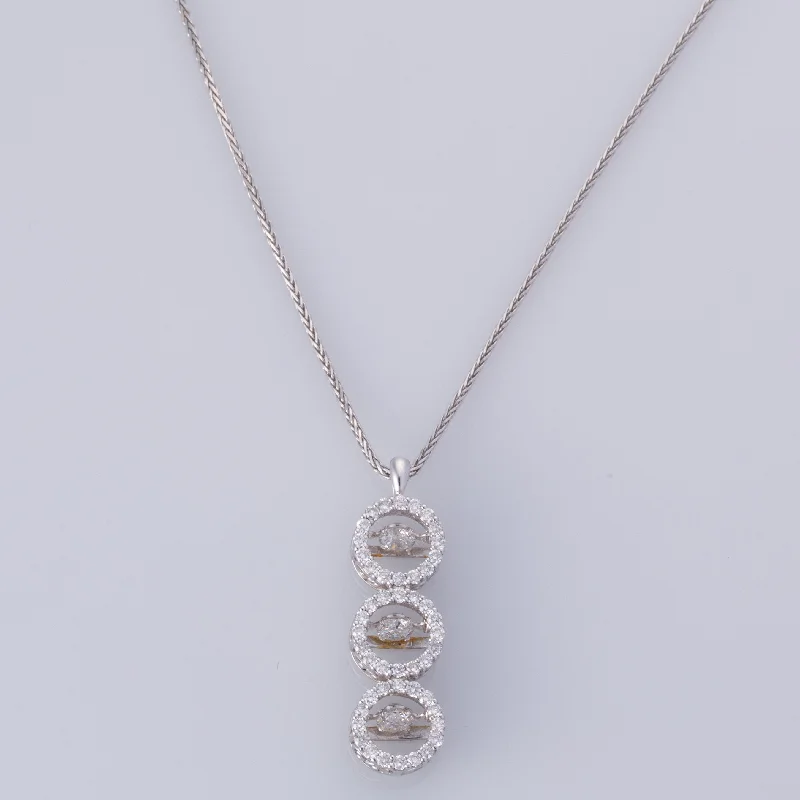 14K White Gold Necklace with Moving Diamonds | 1.08ctw | 18"|