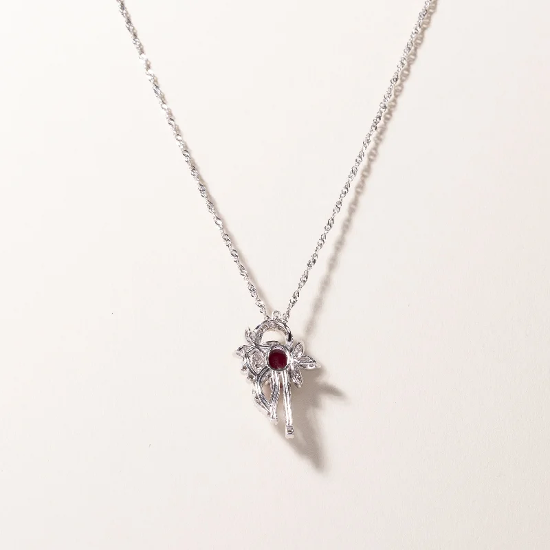 vintage art deco engagement ring 14k White Gold Ruby & Diamond Necklace | 1.65ct, 0.45ctw | 16" vintage art deco engagement ring 14k White Gold Ruby & Diamond Necklace | 1.65ct, 0.45ctw | 16"