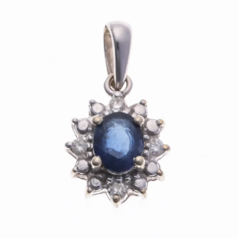 14K White Gold Sapphire & Diamond Pendant | 0.39ct, 0.04ctw