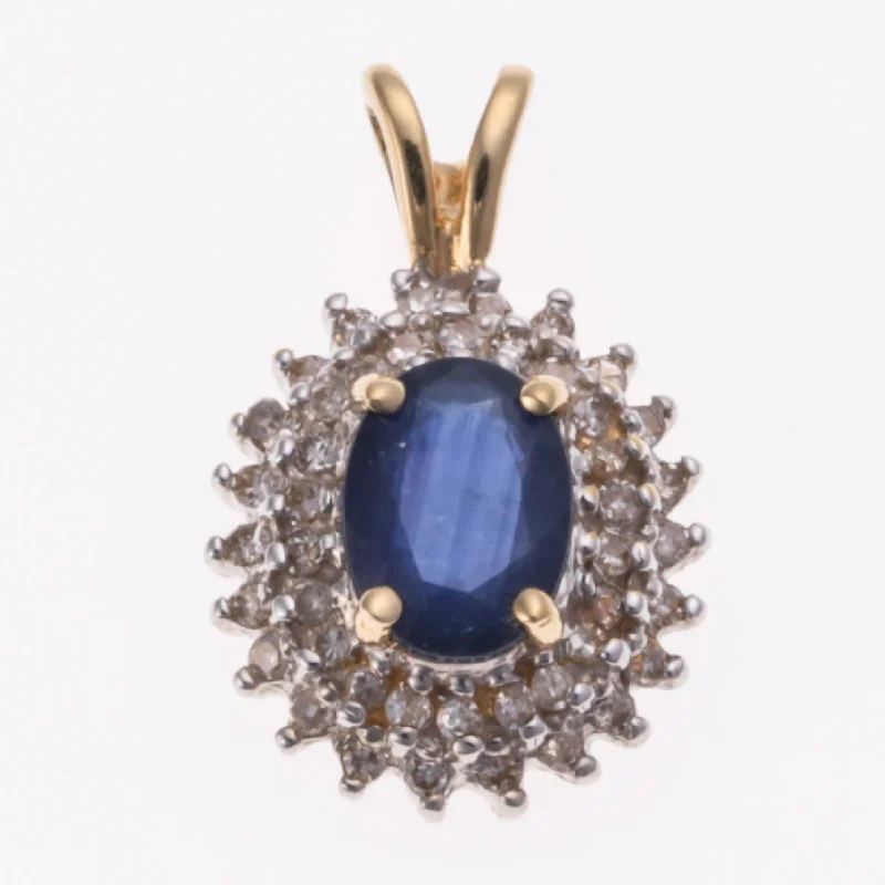 14K White Gold Sapphire & Diamond Pendant | 0.74ct, 0.22ctw