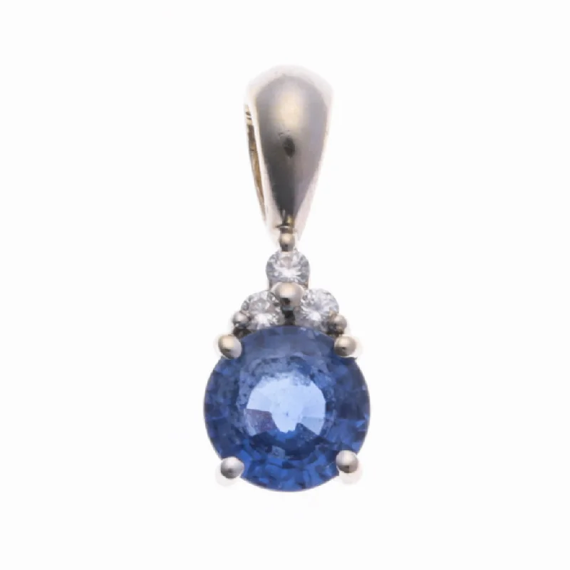 14K White Gold Sapphire & Diamond Pendant | 0.76ct, 0.045ctw