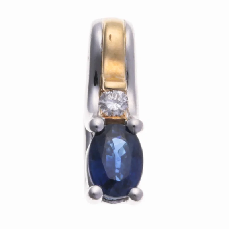 14K Yellow and White Gold Sapphire & Diamond Pendant | 0.97ct, 0.07ctw