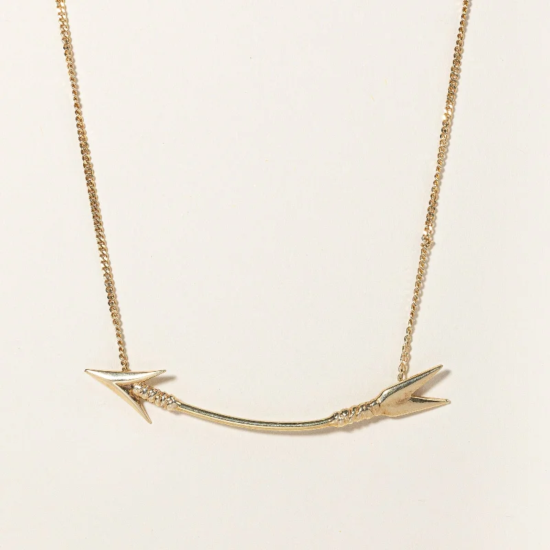 14k Yellow Gold Arrow Pendant Choker | 15" |