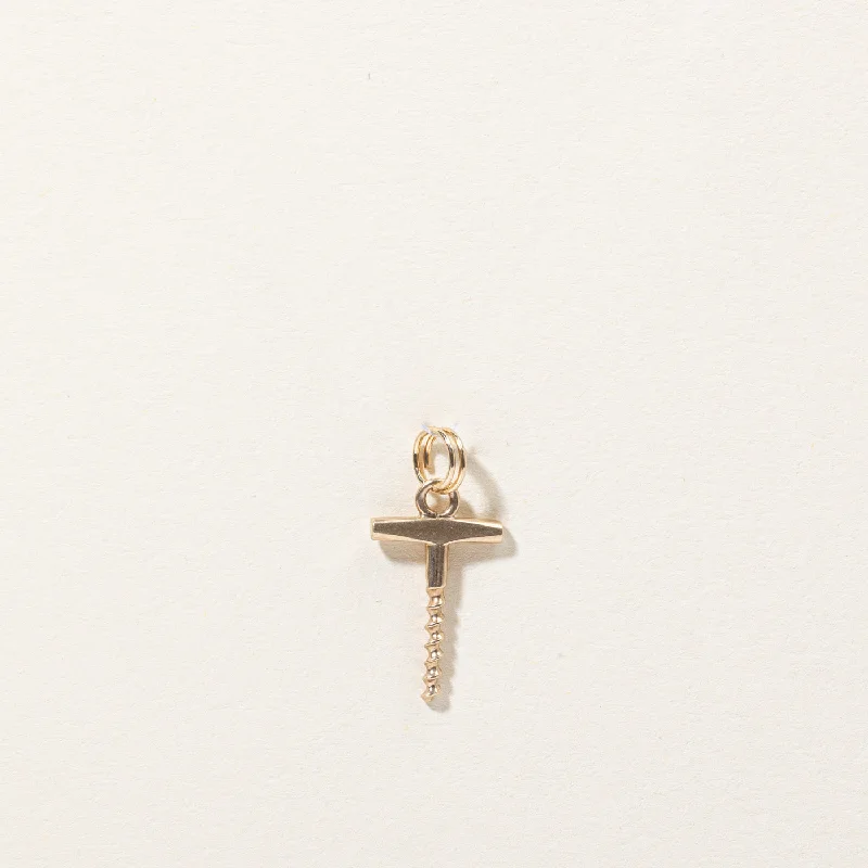 unique crystal bar necklace 14k Yellow Gold Corkscrew Charm