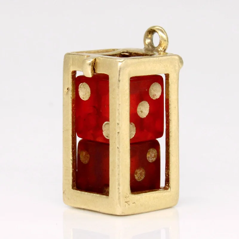 14k Yellow Gold Dice Charm