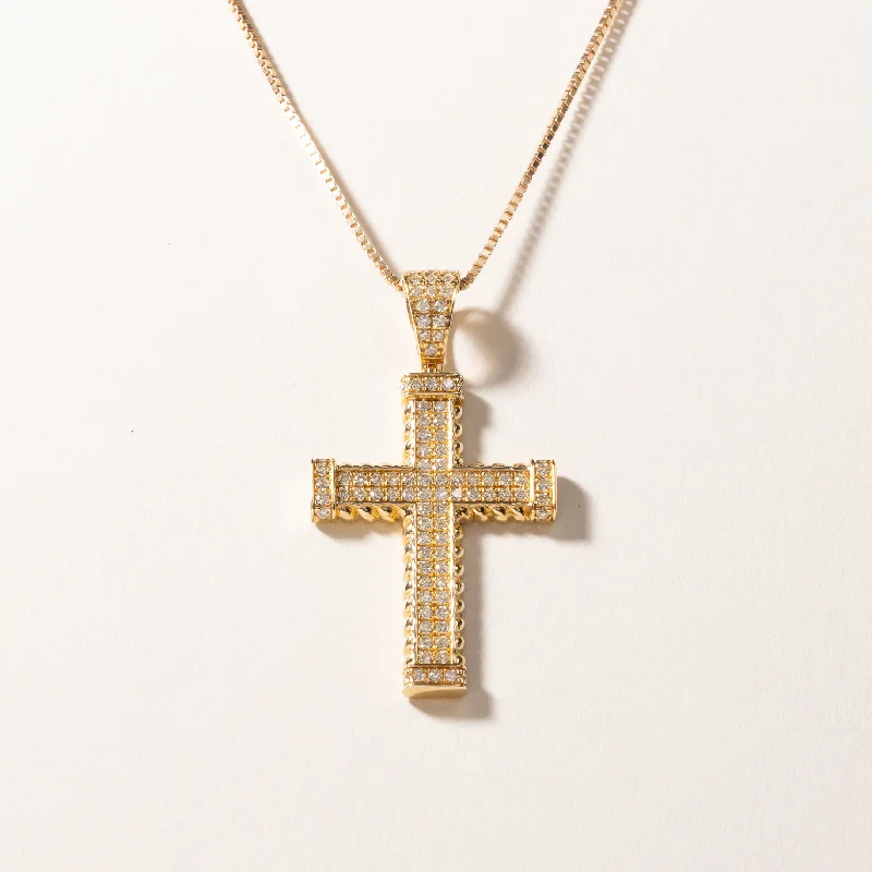 handcrafted gold stud earrings 14k Yellow Gold Diamond Cross Necklace | 1.33ctw | 16" handcrafted gold stud earrings 14k Yellow Gold Diamond Cross Necklace | 1.33ctw | 16"