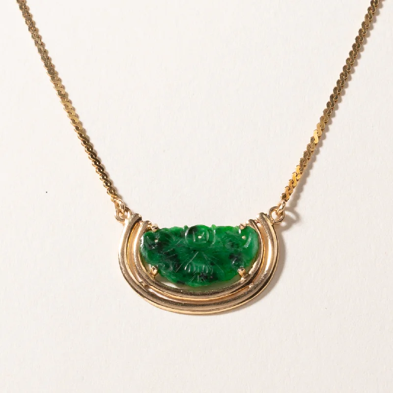 boho gemstone anklet 14k Yellow Gold Jade Necklace | 17.00x10.00x1.00mm | 16.5"