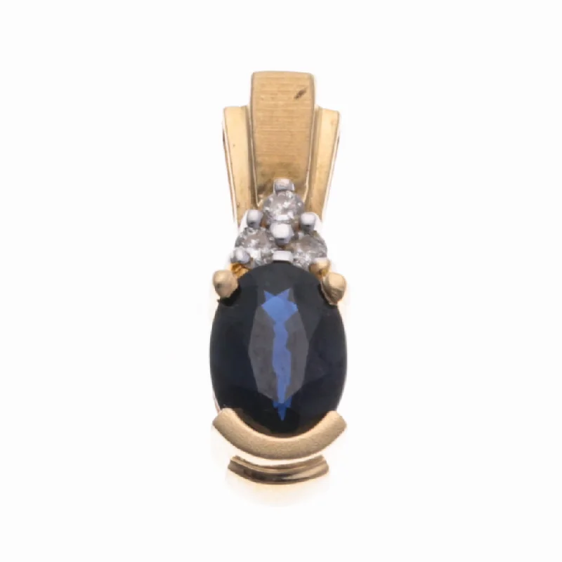 14K Yellow Gold Sapphire & Diamond Pendant | 1.08ct, 0.045ctw