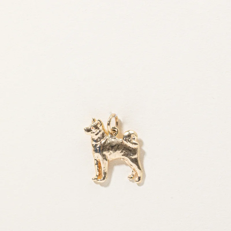 vintage Victorian brooch pin 14k Yellow Gold Shiba Inu Charm
