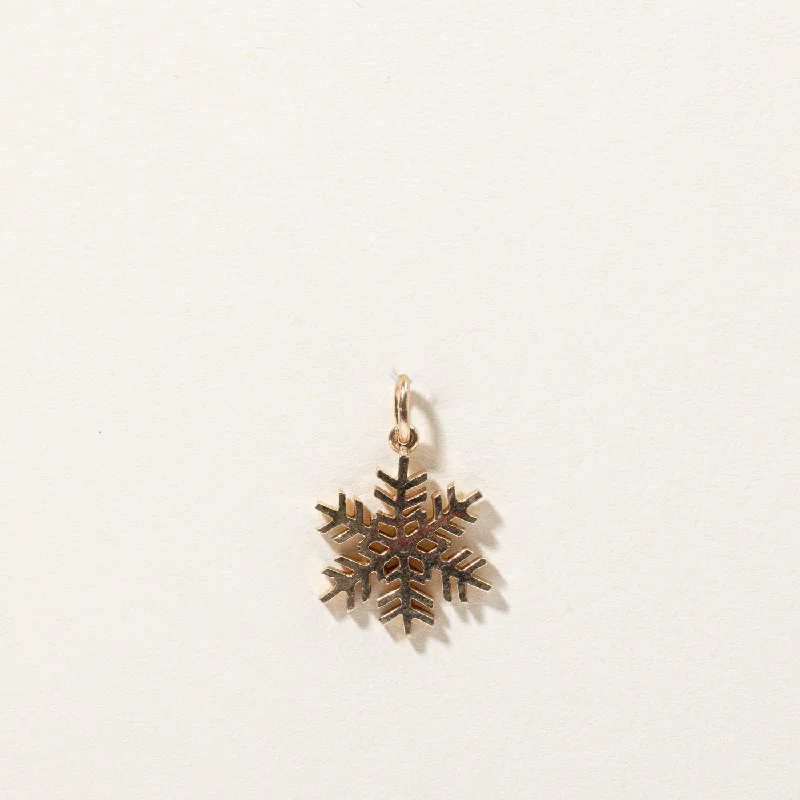 delicate marquise diamond band 14k Yellow Gold Snowflake Charm