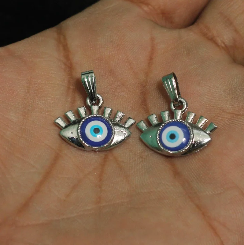 handmade raw stone engagement ring 16mm Evil Eye Pendant