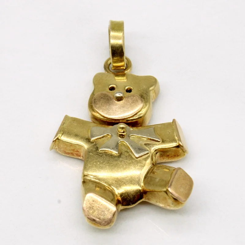 18k Tri Tone Gold Teddy Bear Pendant