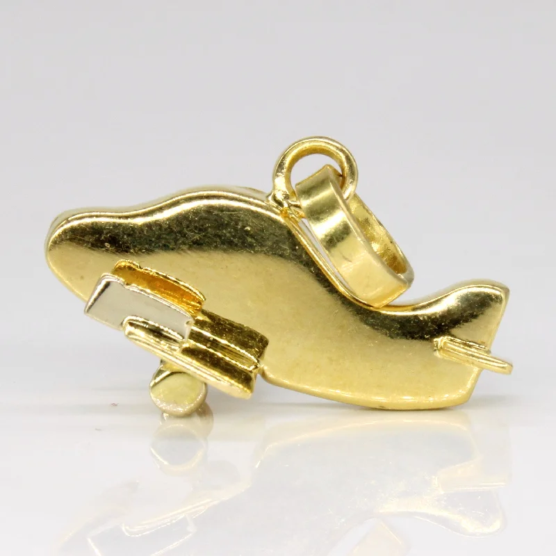 18k Two Tone Gold Airplane Pendant