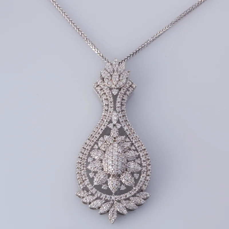 18K White Gold Diamond Necklace | 4.85ctw | 20"|