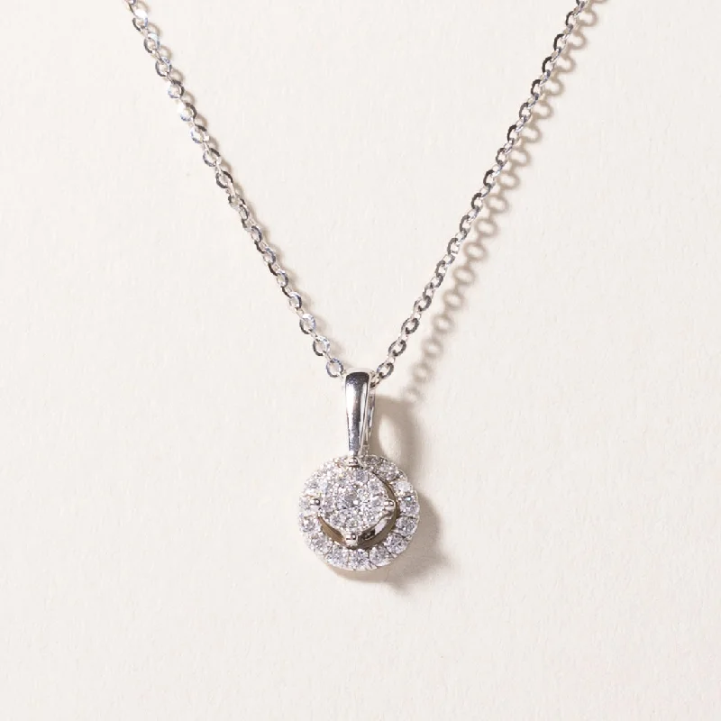 minimal gold ring stack 18k White Gold Diamond Necklace | 0.26ctw | 18"