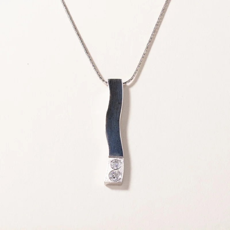 sterling silver dragonfly pendant 18k White Gold Diamond Necklace | 0.30ctw | 16"
