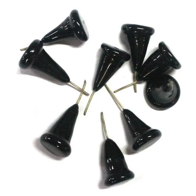 rose gold cubic zirconia earrings 20 Glass Charms Black 15x20 mm
