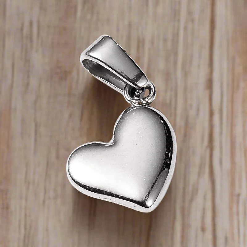 genuine amber pendant necklace 304 Stainless Steel Heart Silver Pendant 14x10x3mm