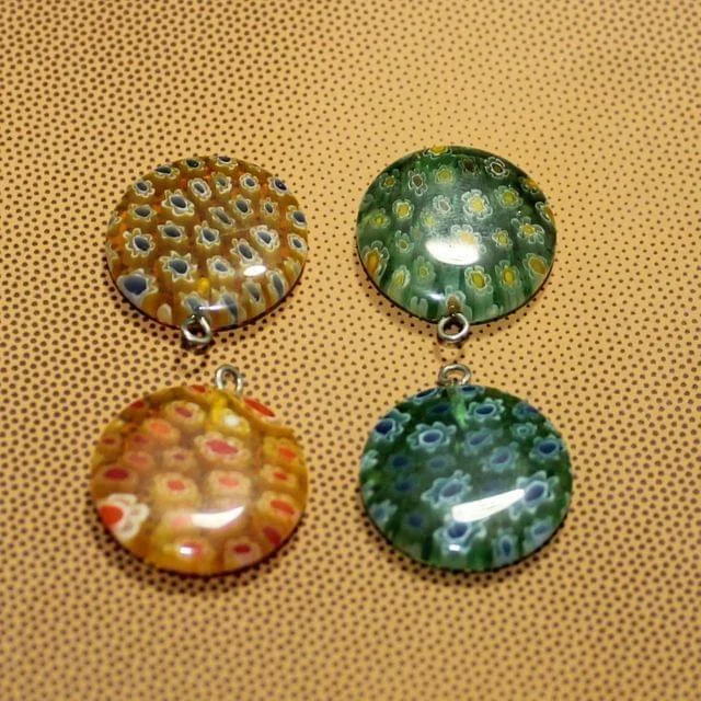 silver hoop earrings small 4 Pcs Millefiori Glass Coin Pendants MultiColor 20 mm