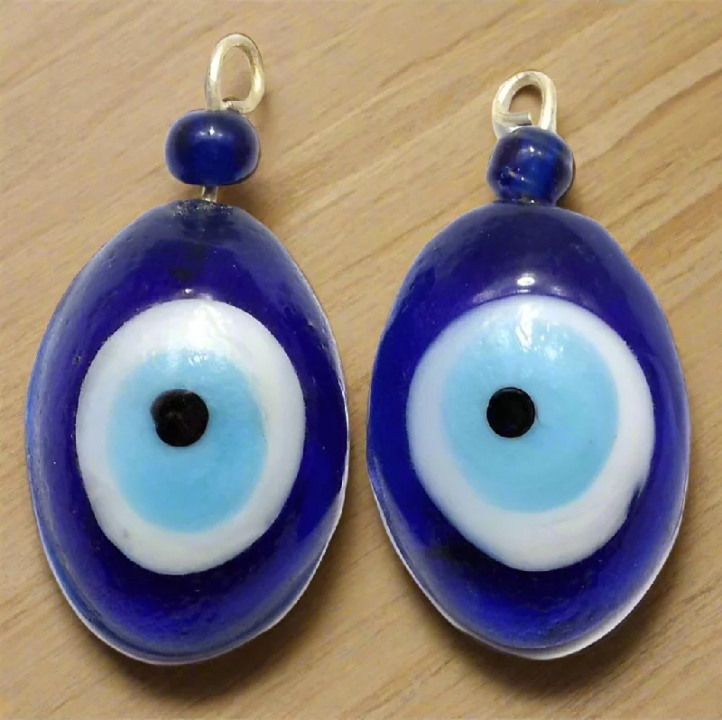 crystal drop earrings elegant 5 Glass Eye Pendants Blue 1 Inch