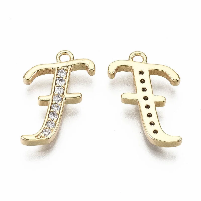 vintage art deco sapphire ring 16x12mm Letter F Brass Pendants Gold Plated