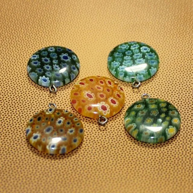 gothic skull ring for men 5 Pcs Millefiori Glass Coin Pendants MultiColor 20 mm