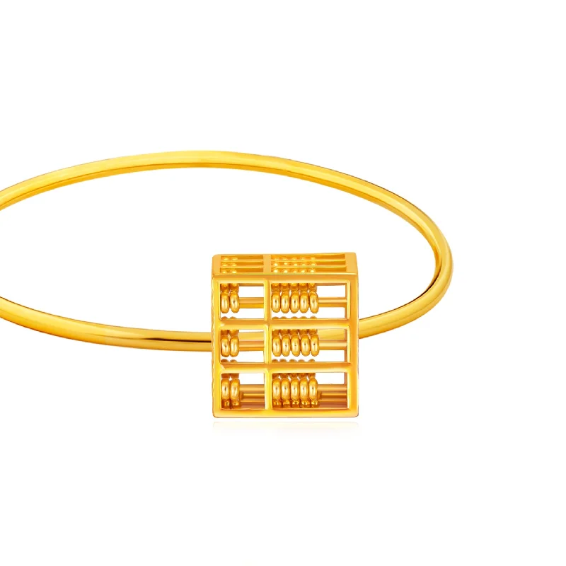 raw crystal cuff bracelet 916 Gold 3D Abacus Charm Pendant