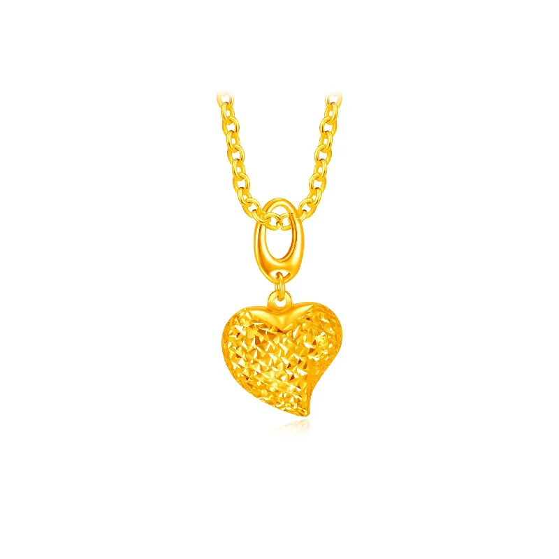 elegant art deco necklace 916 Gold Amore Heart Charm Pendant