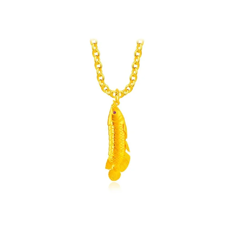 dainty sapphire stacking rings 916 Gold Arowana Fish Pendant