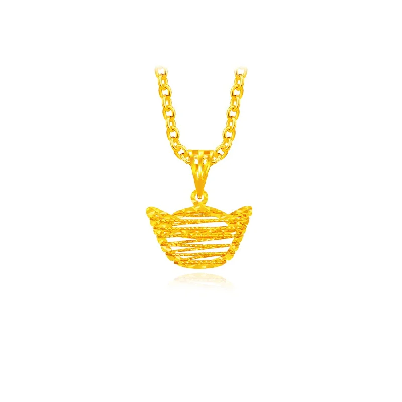 silver lotus flower earrings 916 Gold Banded Gold Ingot Pendant