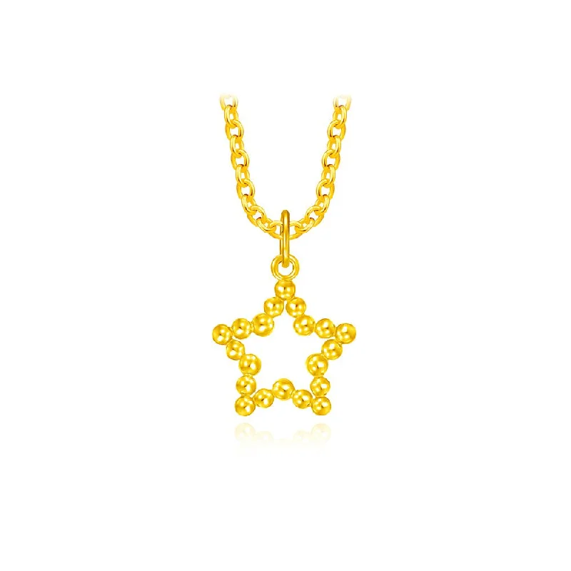 sparkling diamond drop earrings 916 Gold Blissful Beaded Starry Pendant