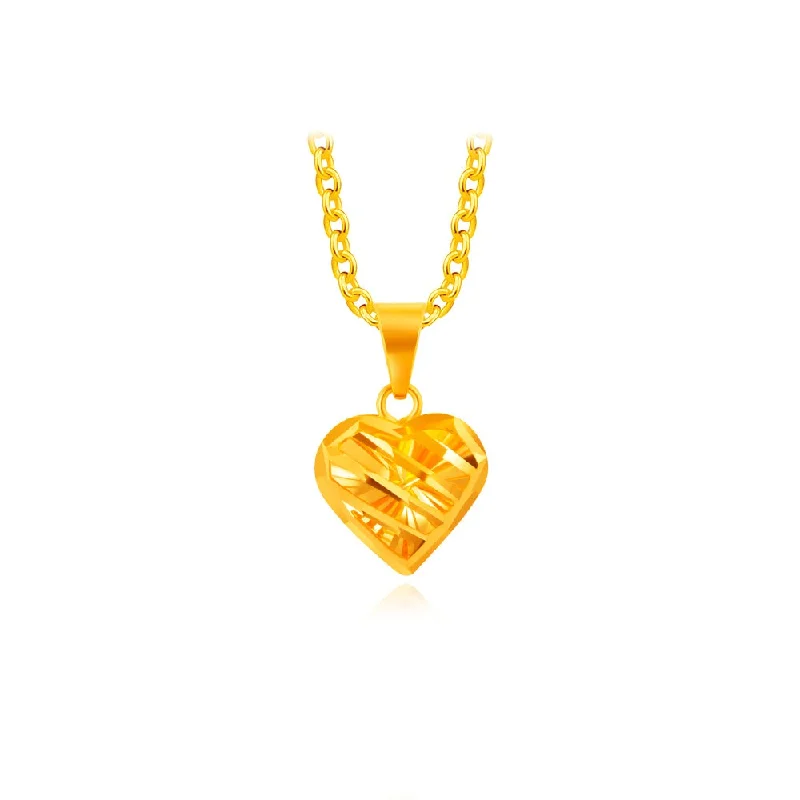 titanium black matte ring 916 Gold Blissful Heart Pendant