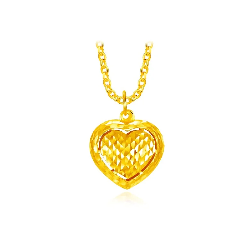 modern infinity signet ring 916 Gold Bold Heart Pendant