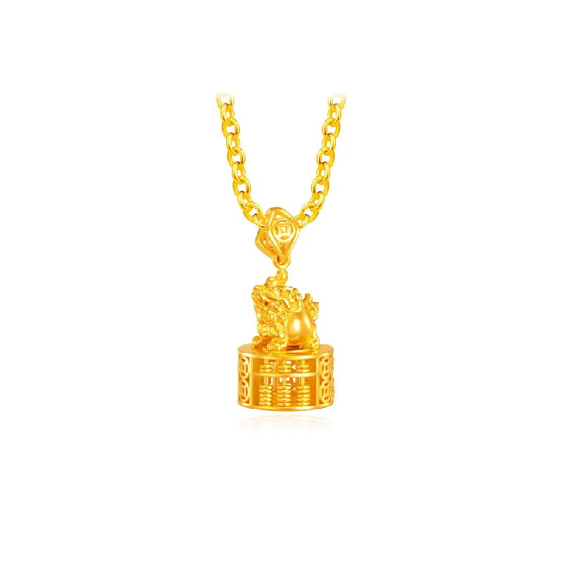 minimalist silver stacking bangles 916 Gold Guardian Lion Abacus Pendant